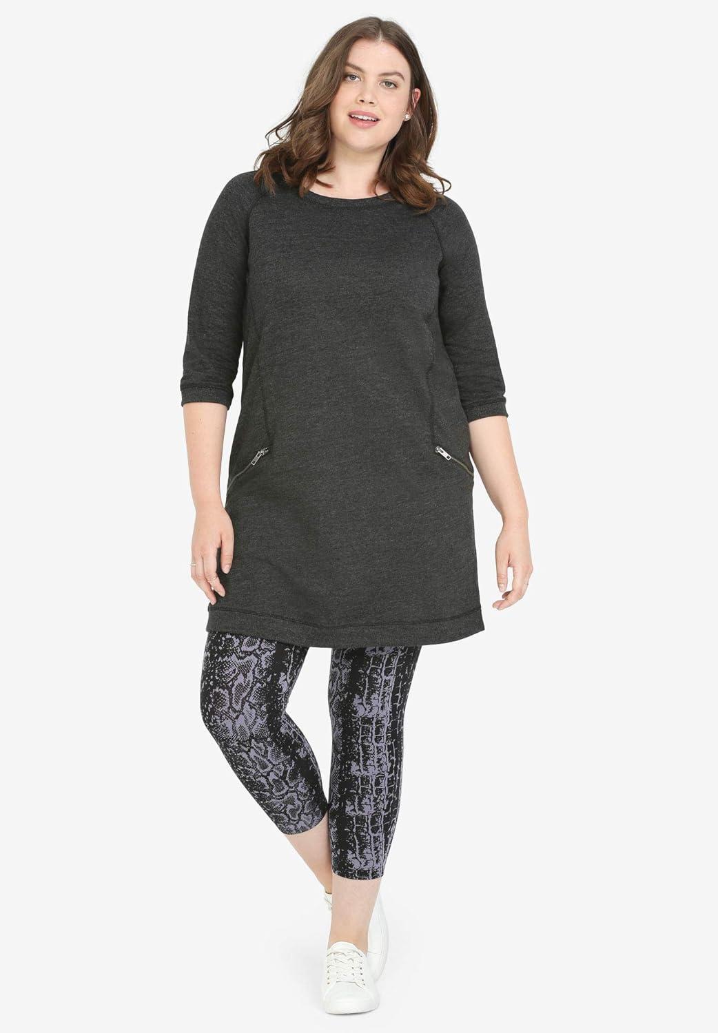 image:imageEllos Plus Size French Terry Zip Pocket TunicRaspberry Sorbet
