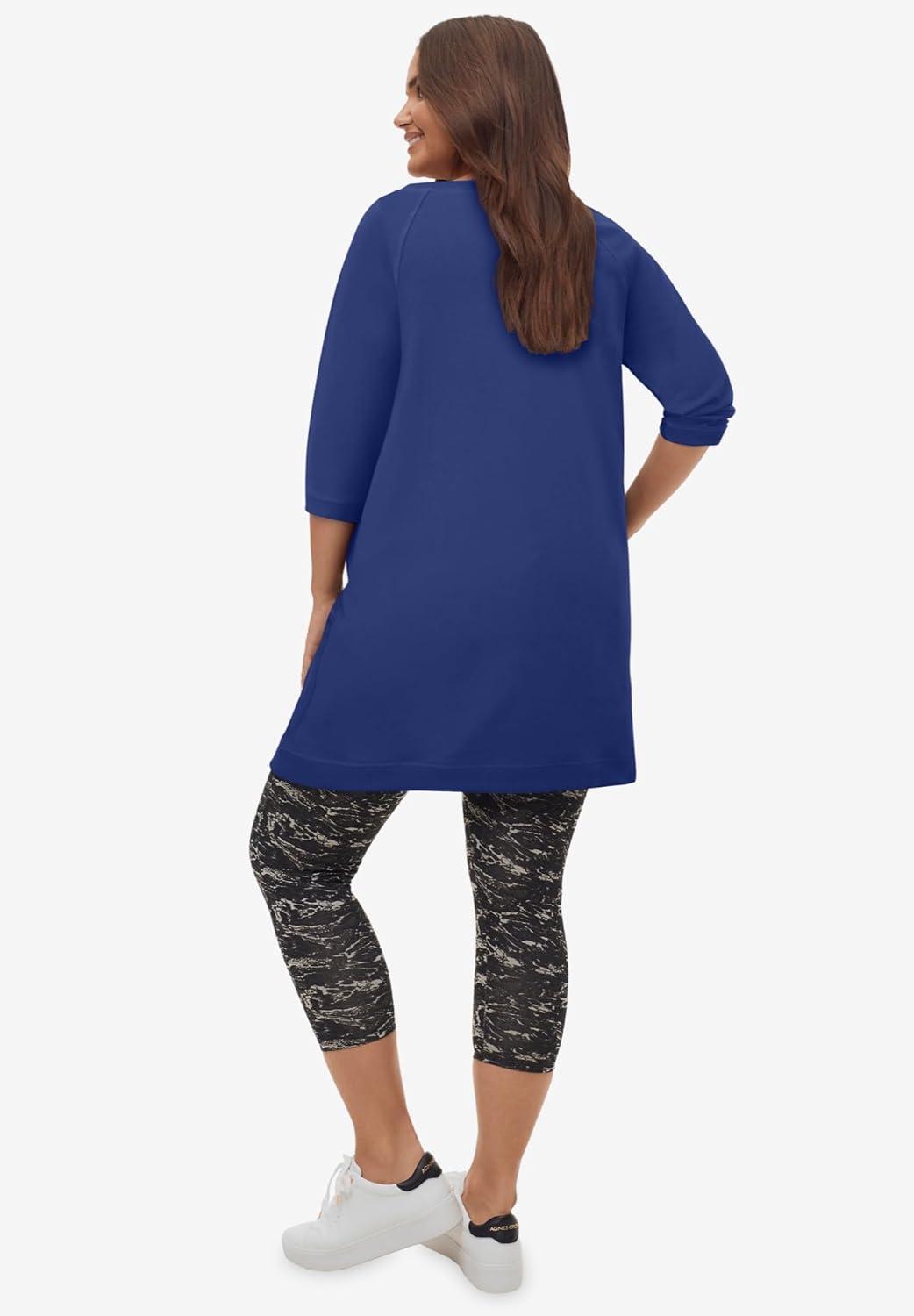 image:imageEllos Plus Size French Terry Zip Pocket TunicRoyal Cobalt