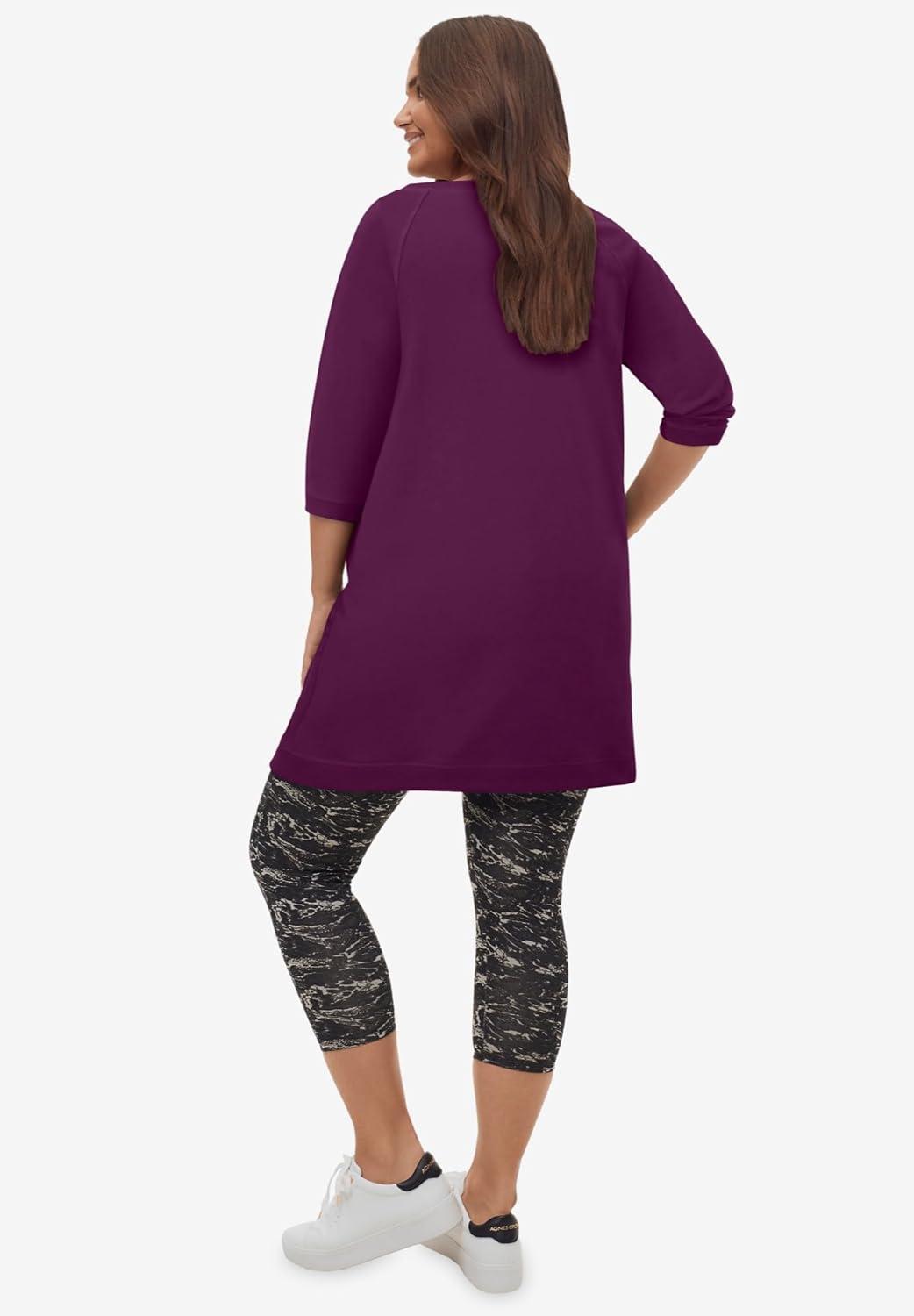 image:imageEllos Plus Size French Terry Zip Pocket TunicWild Plum