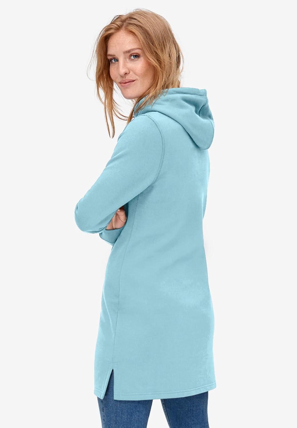 image:imageEllos Plus Size Hooded Sweatshirt TunicAqua Sky
