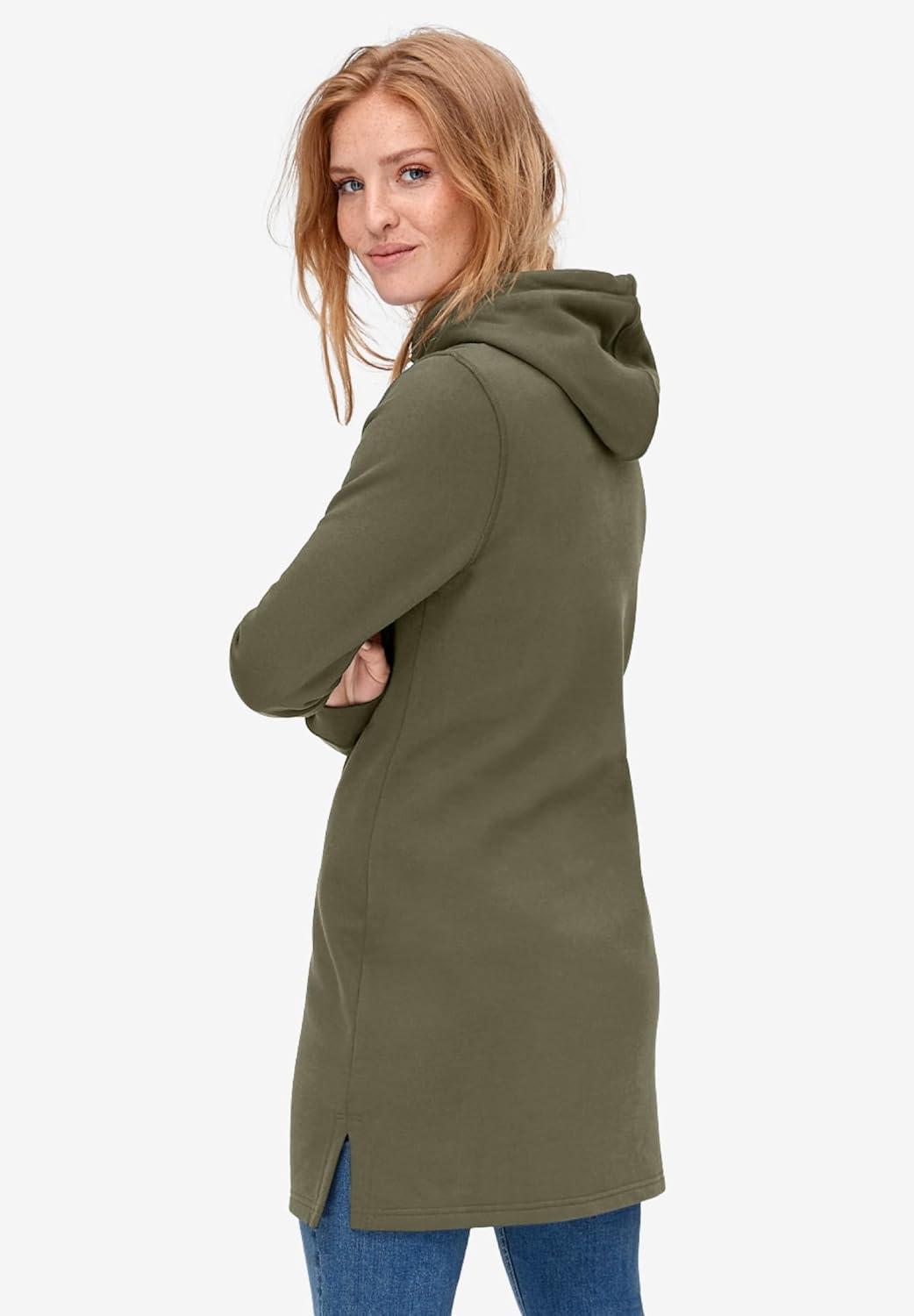 image:imageEllos Plus Size Hooded Sweatshirt TunicBurnt Olive