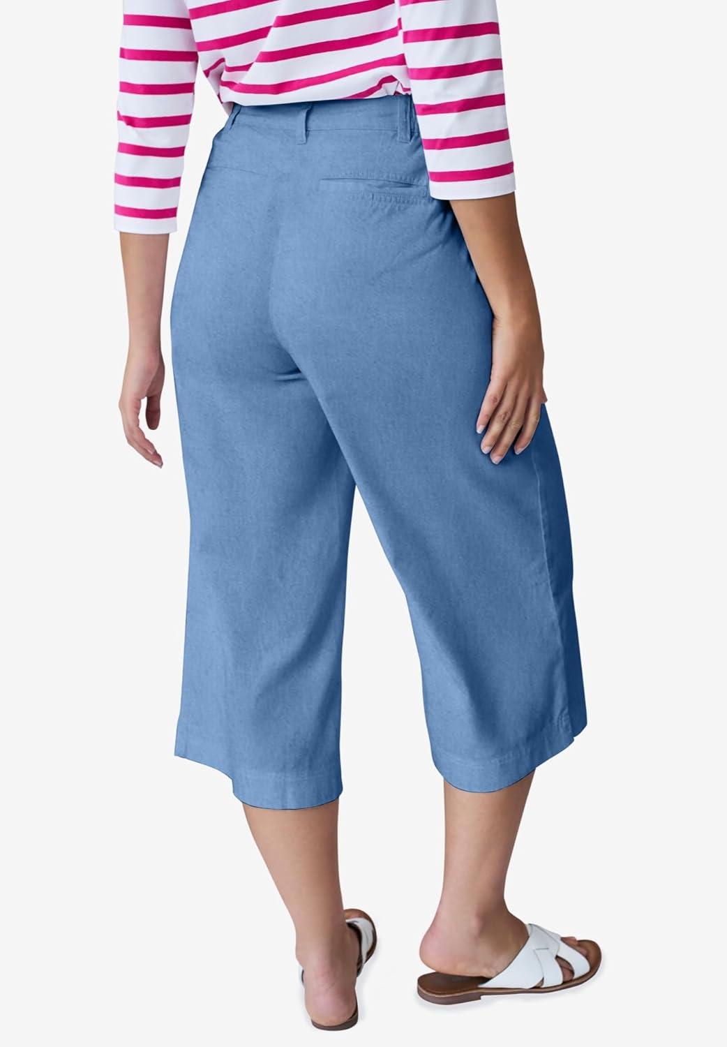 image:imageEllos Plus Size Lightweight WideLeg Crop MidRise JeansMedium Stonewash