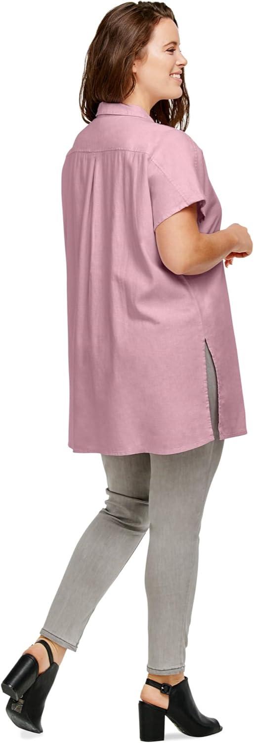 image:imageEllos Plus Size LinenBlend Button Front TunicWhite