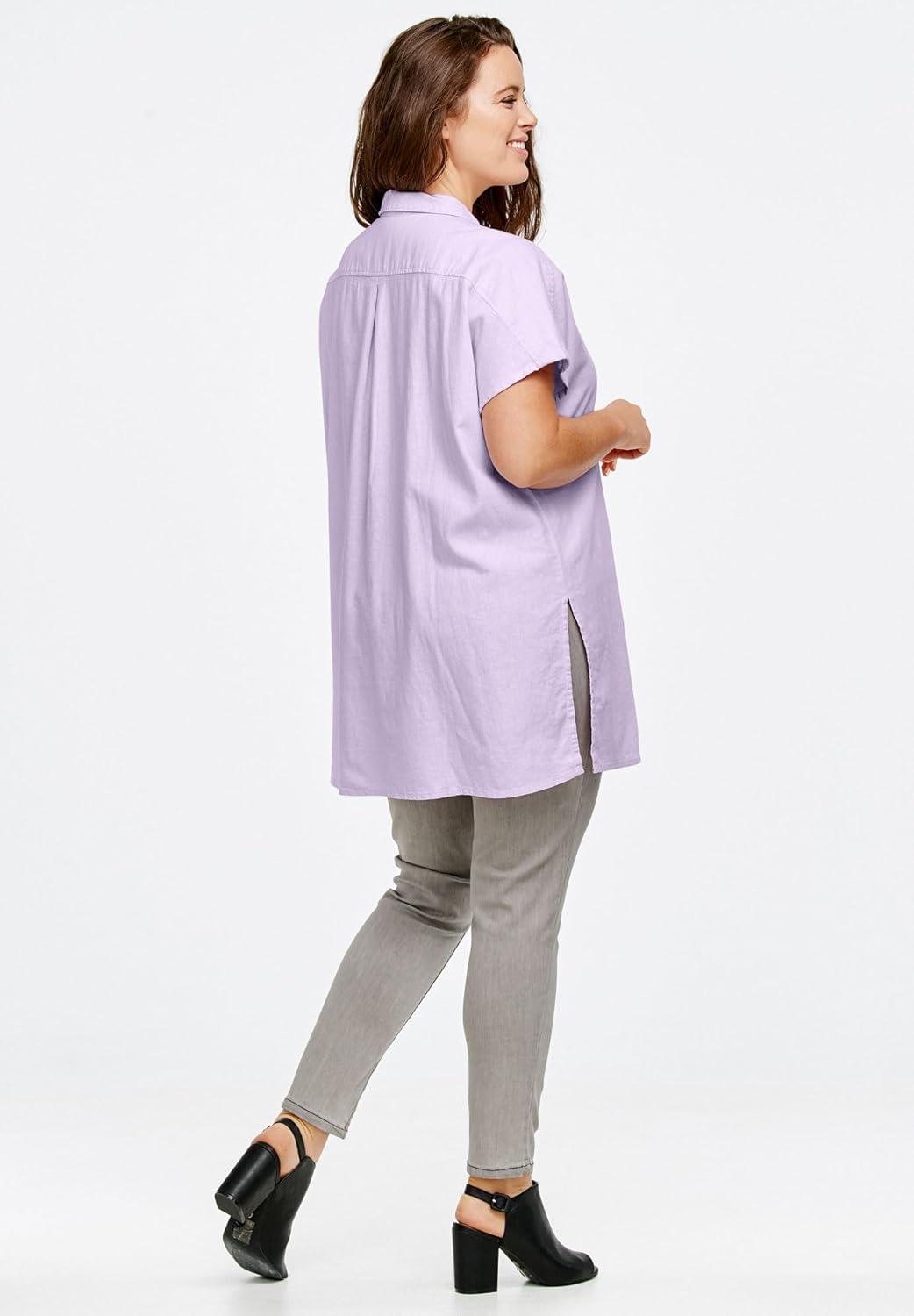 image:imageEllos Plus Size LinenBlend Button Front TunicWhite