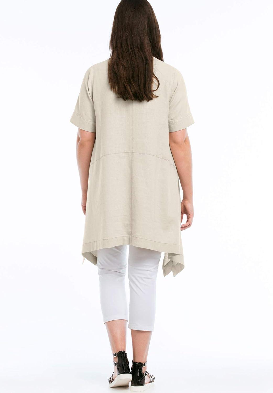 image:imageEllos Plus Size LinenBlend Hanky Hem TunicStone