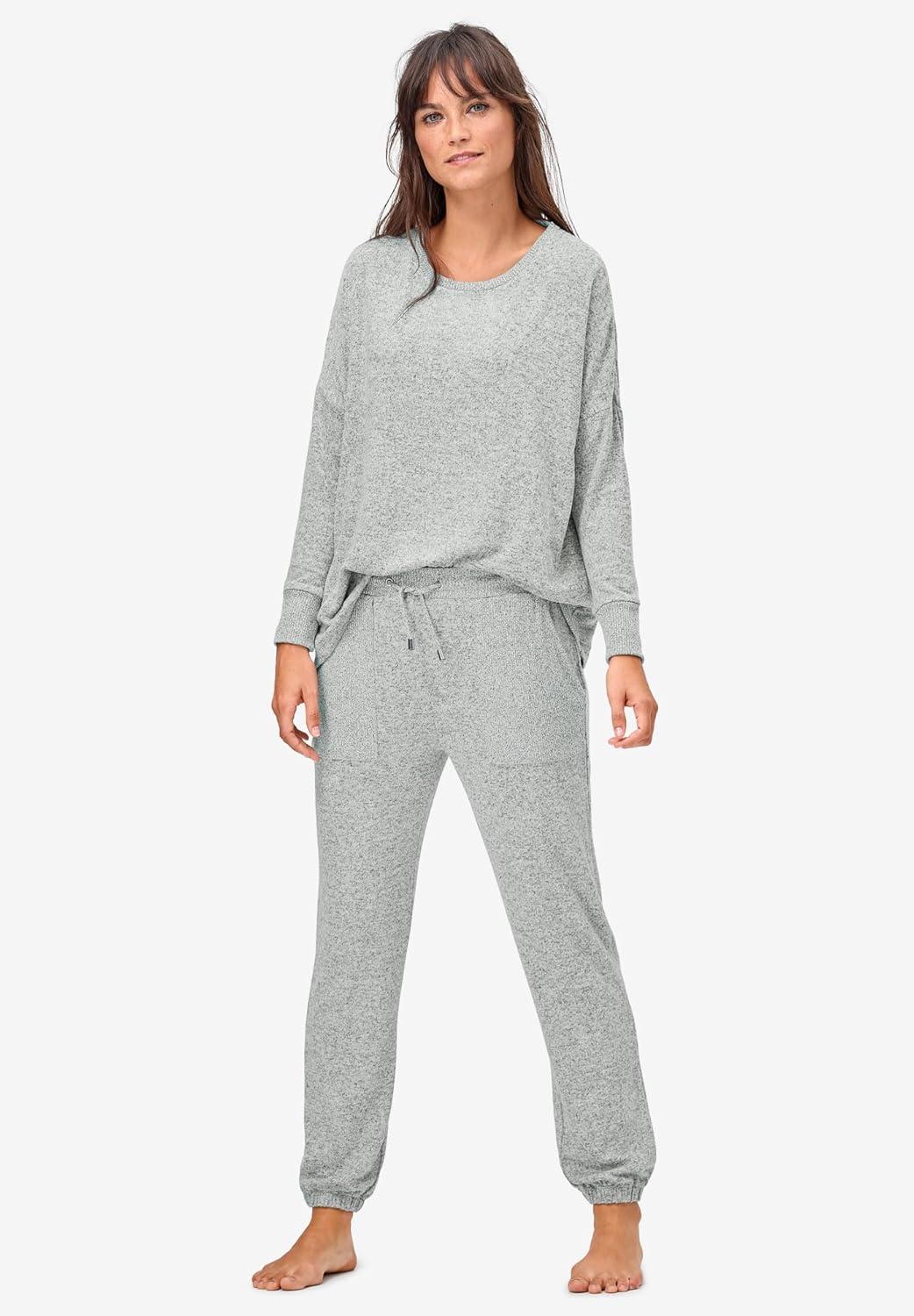 image:imageEllos Plus Size Marled Knit Jogger PantsMarled Navy