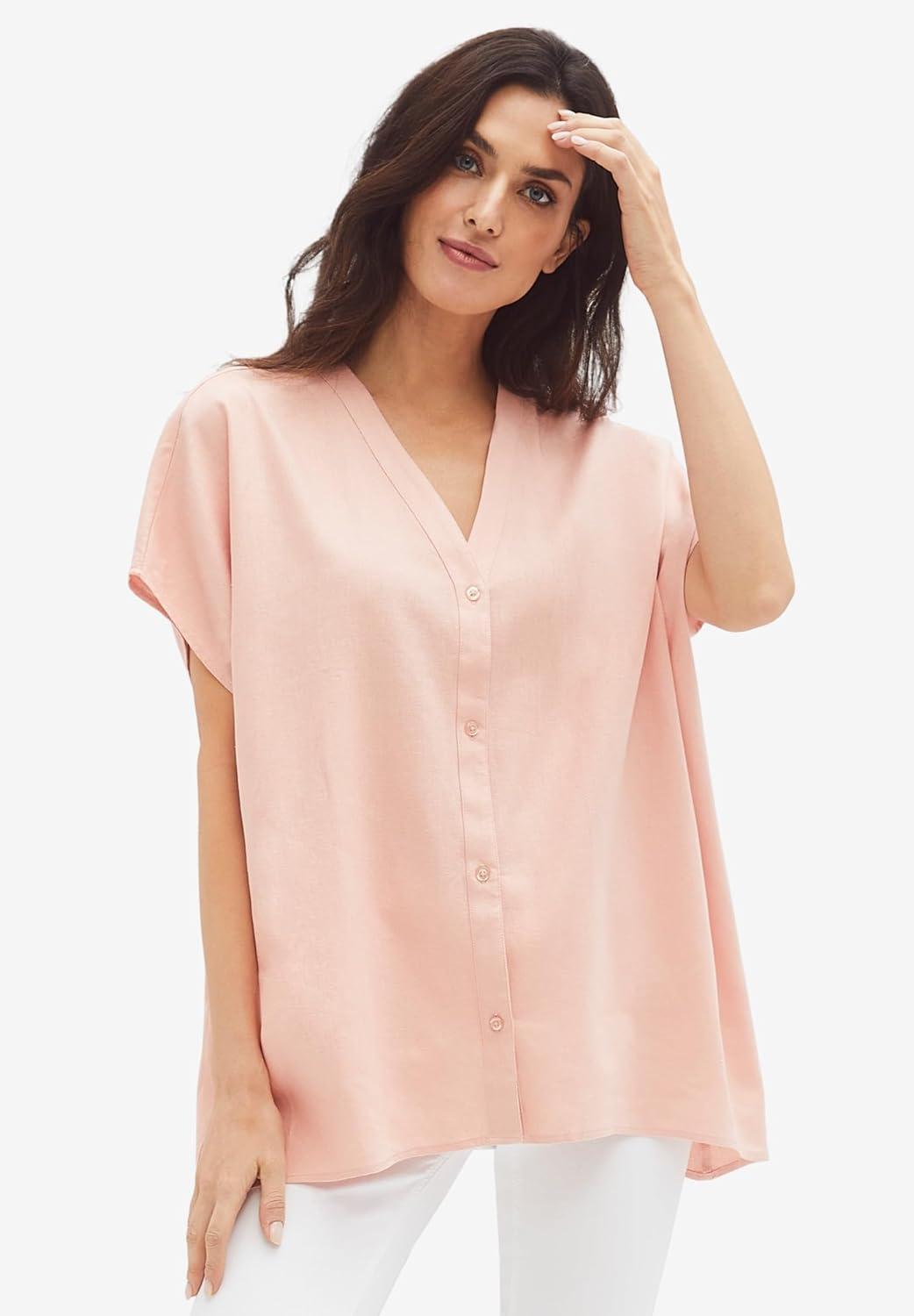 image:imageEllos Plus Size Oversized LinenBlend TunicAntique Jade