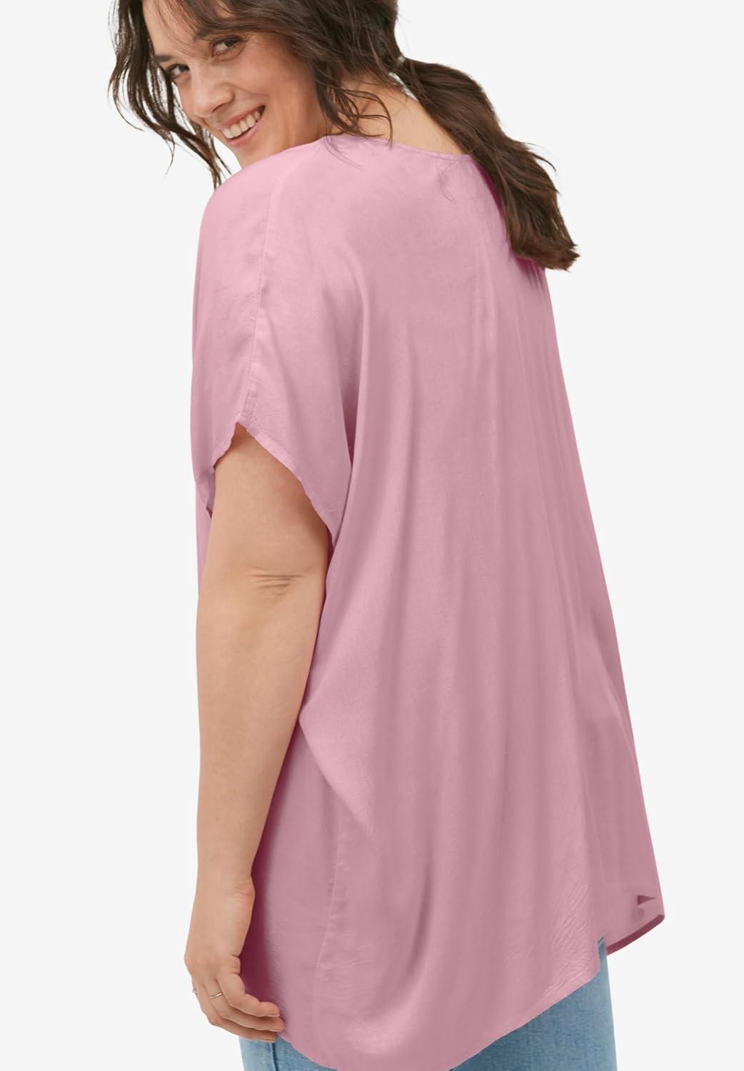 image:imageEllos Plus Size Oversized LinenBlend TunicDusty Pink