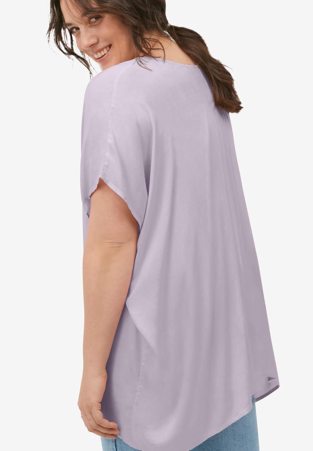 image:imageEllos Plus Size Oversized LinenBlend TunicLilac Smoke