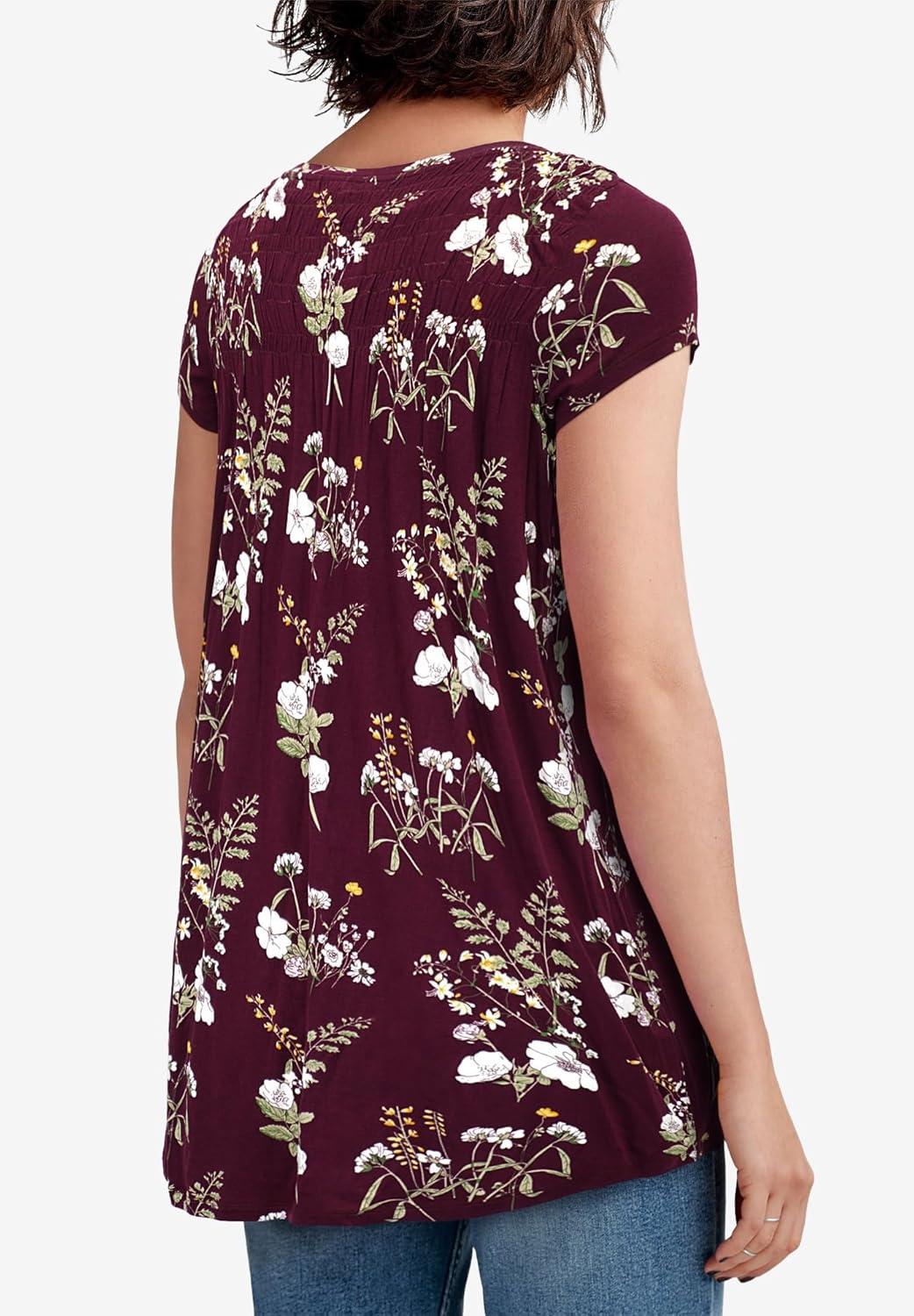 image:imageEllos Plus Size Smocked TunicMidnight Berry Floral