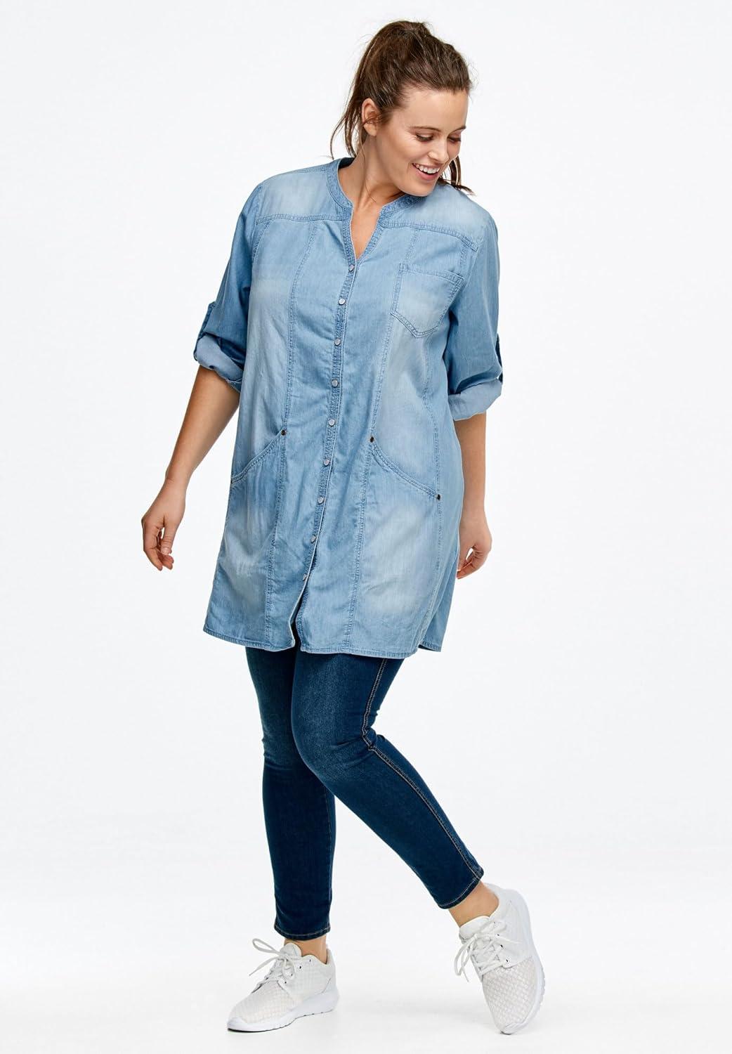 image:imageEllos Plus Size Snap Front Denim TunicBleach
