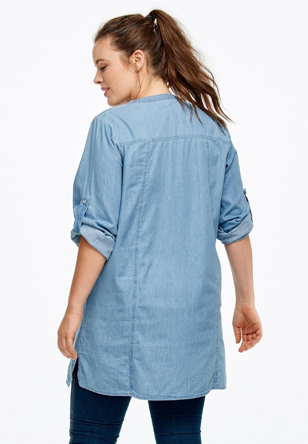 image:imageEllos Plus Size Snap Front Denim TunicBleach