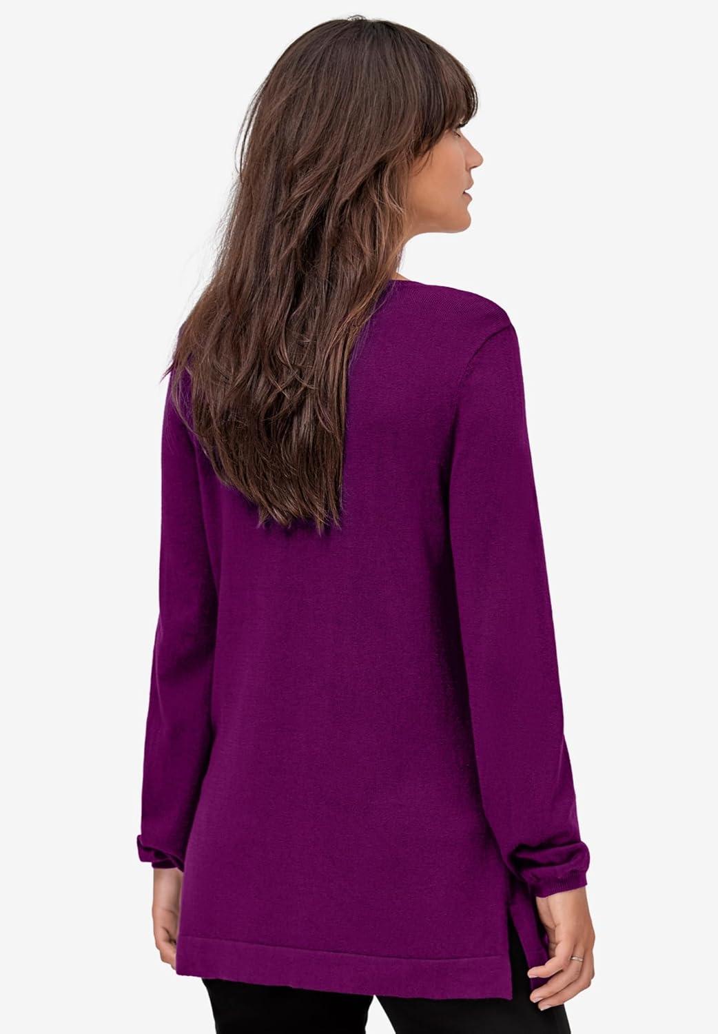 image:imageEllos Plus Size VNeck Sweater TunicBoysenberry
