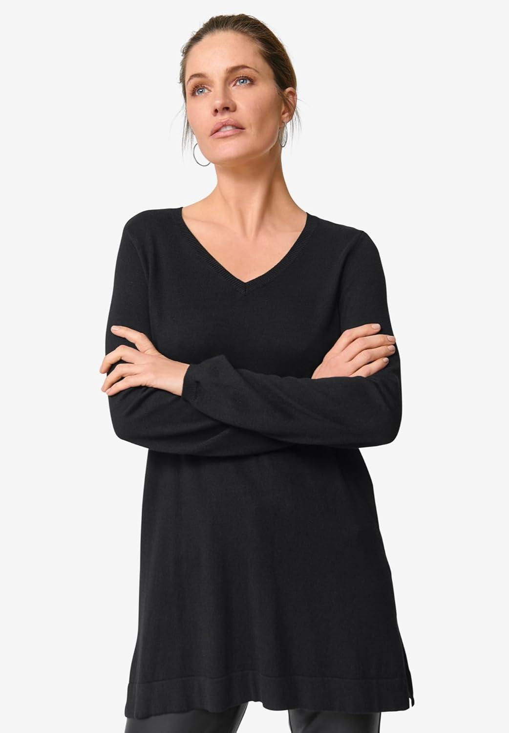 image:imageEllos Plus Size VNeck Sweater TunicBoysenberry