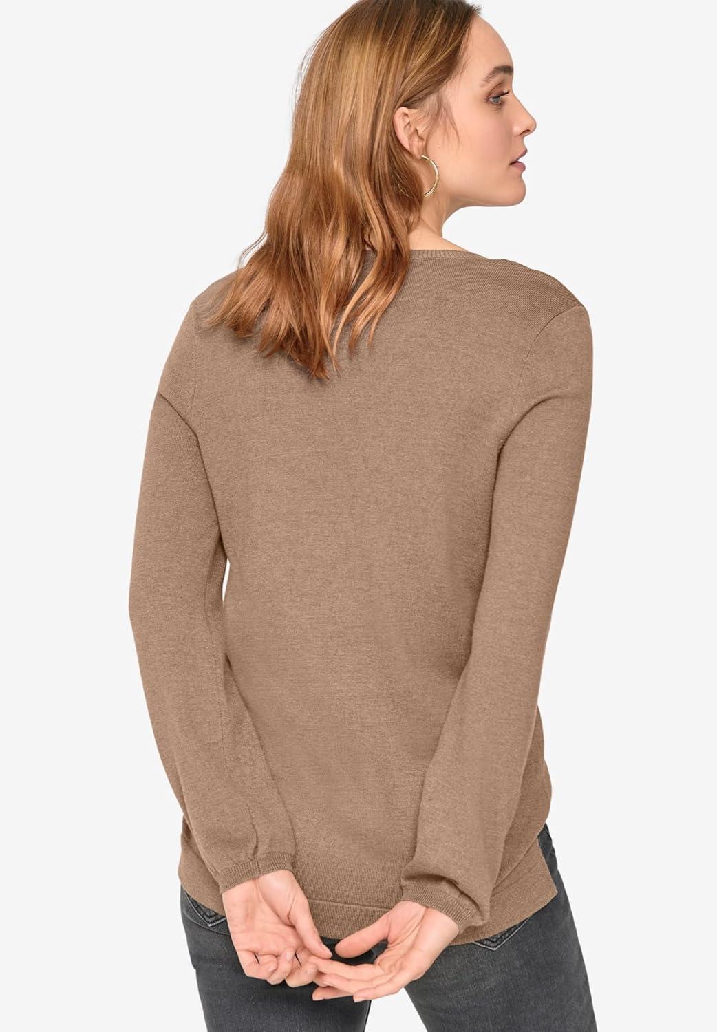 image:imageEllos Plus Size VNeck Sweater TunicBrown Sugar