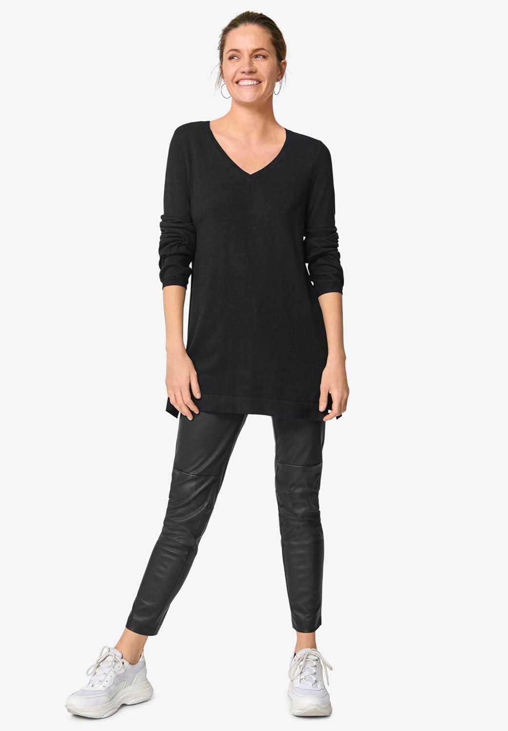 image:imageEllos Plus Size VNeck Sweater TunicRich Red