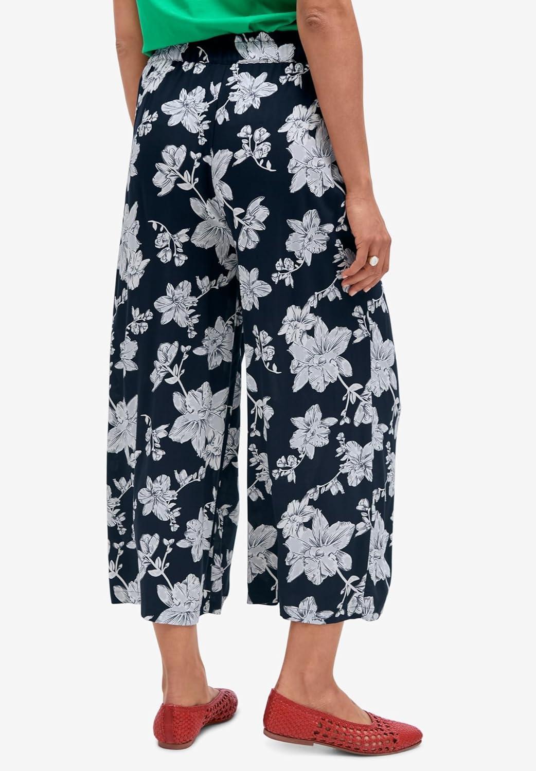 image:imageEllos Plus Size WideLeg Crop PantsNavy Floral