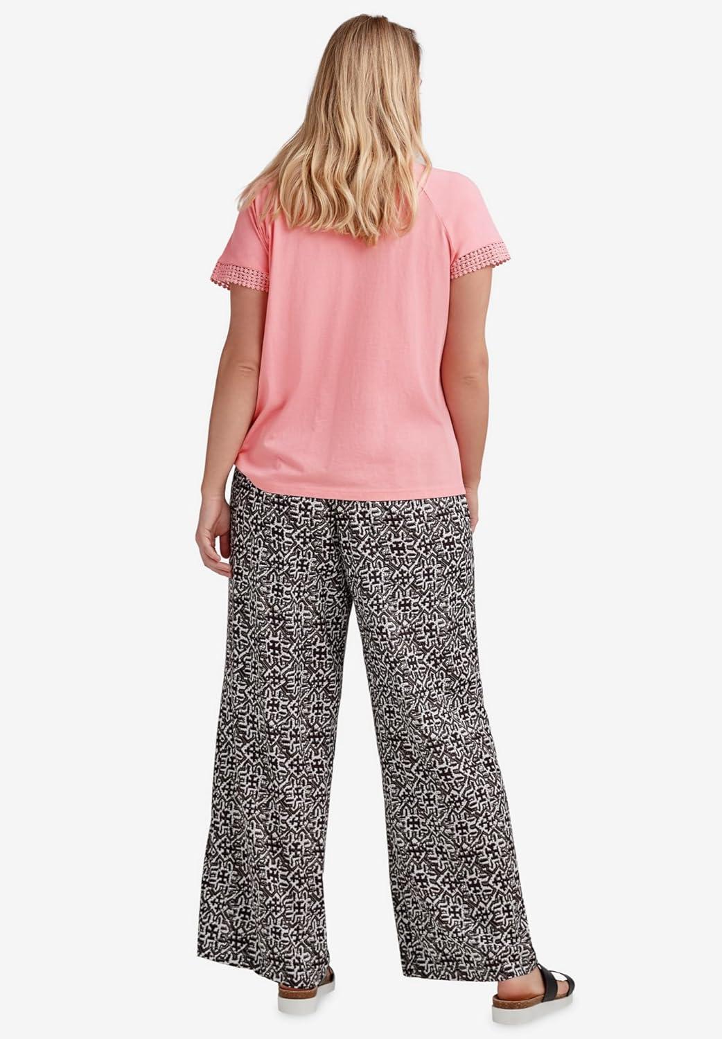 image:imageEllos Plus Size WideLeg Soft Pants with Back ElasticBlack
