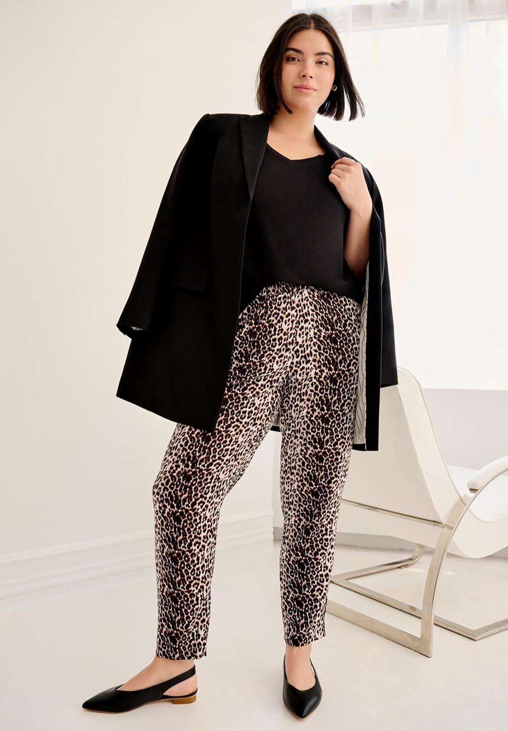 image:imageEllos Plus Size Woven Soft PantsBlack Rose Floral