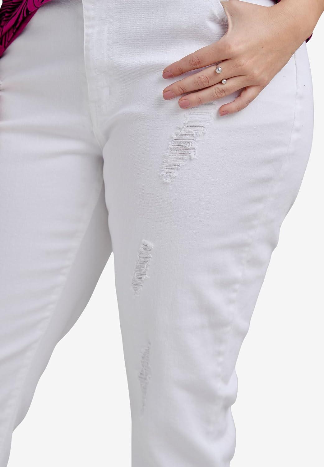 image:imageellos Comfortable Womens Plus Size Boyfriend Jeans Stretch Denim MidRiseLight Blue Wash