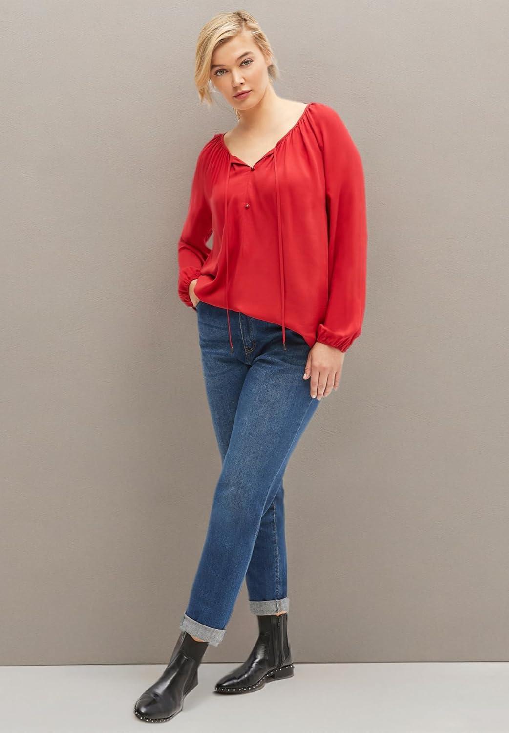 image:imageellos Comfortable Womens Plus Size Boyfriend Jeans Stretch Denim MidRiseLight Stonewash