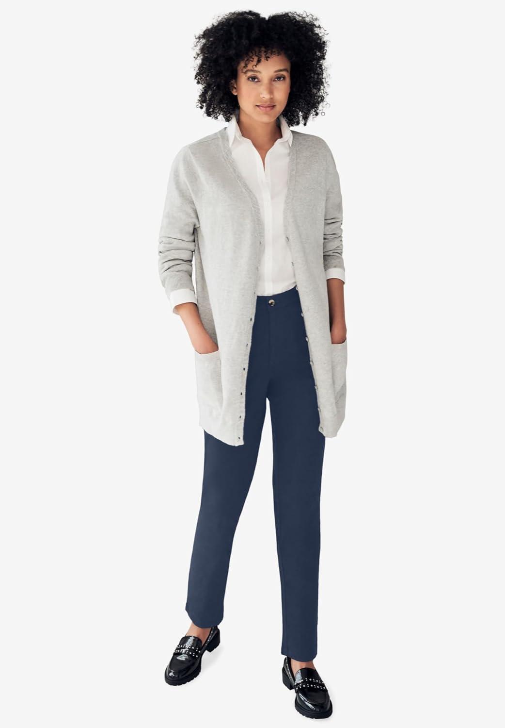 image:imageellos Comfortable Womens Plus Size Modern Stretch Chino Pants Slim Fit Work amp CasualNavy