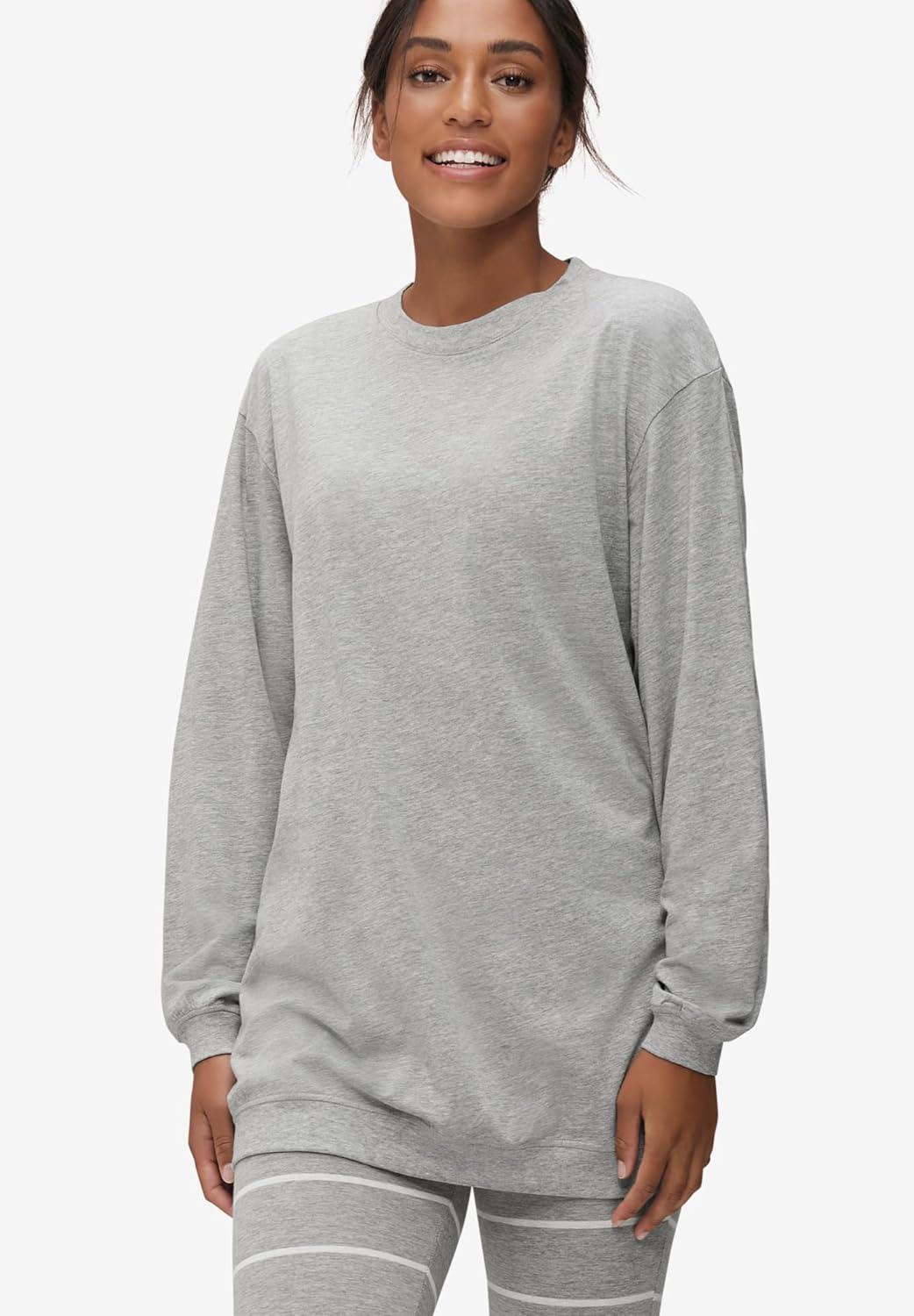 image:imageellos Plus Size 2Piece Tunic amp Legging PJ SetHeather Grey White Stripe