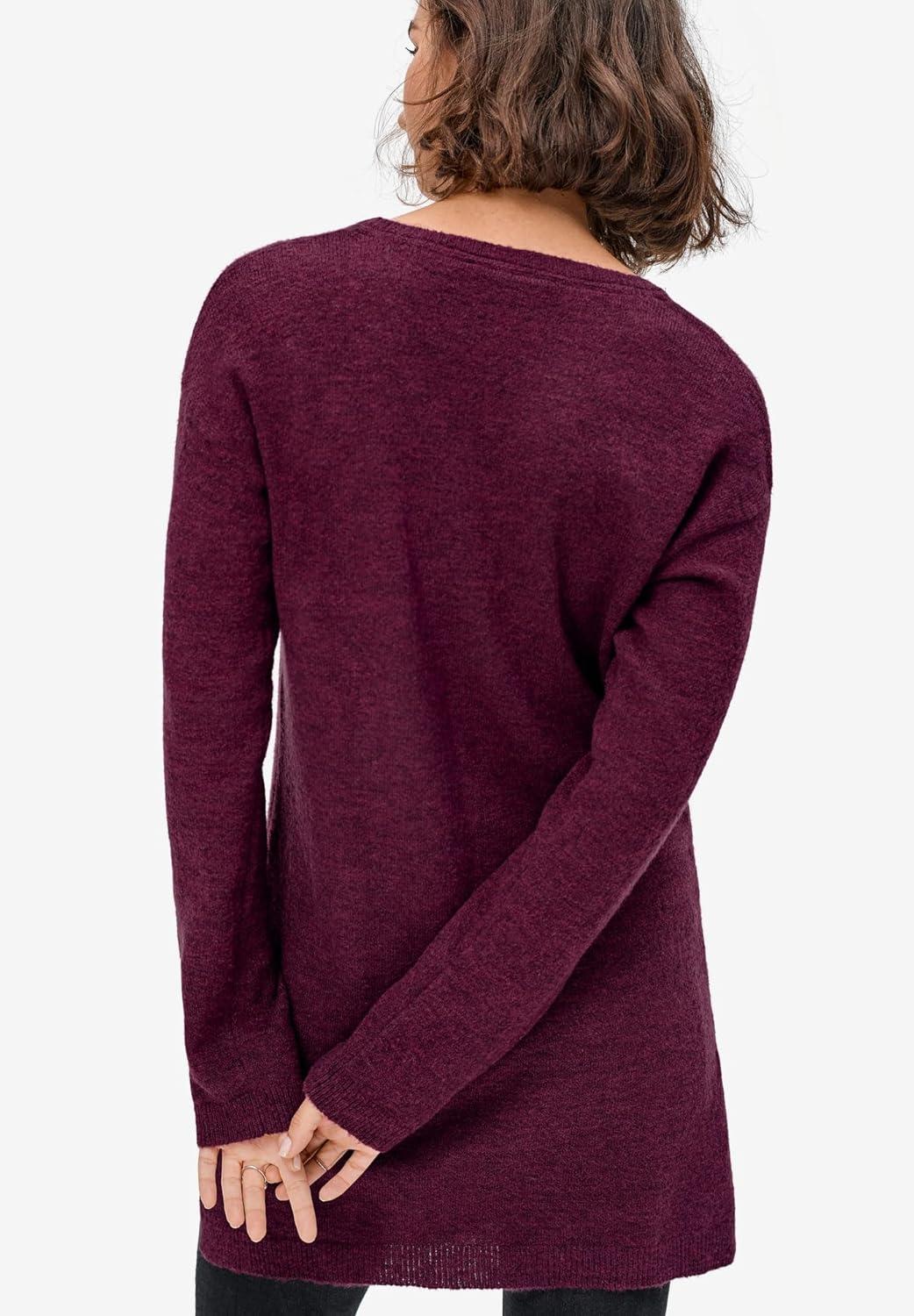 image:imageellos Plus Size ButtonTrim Sweater TunicHeather Taupe Grey