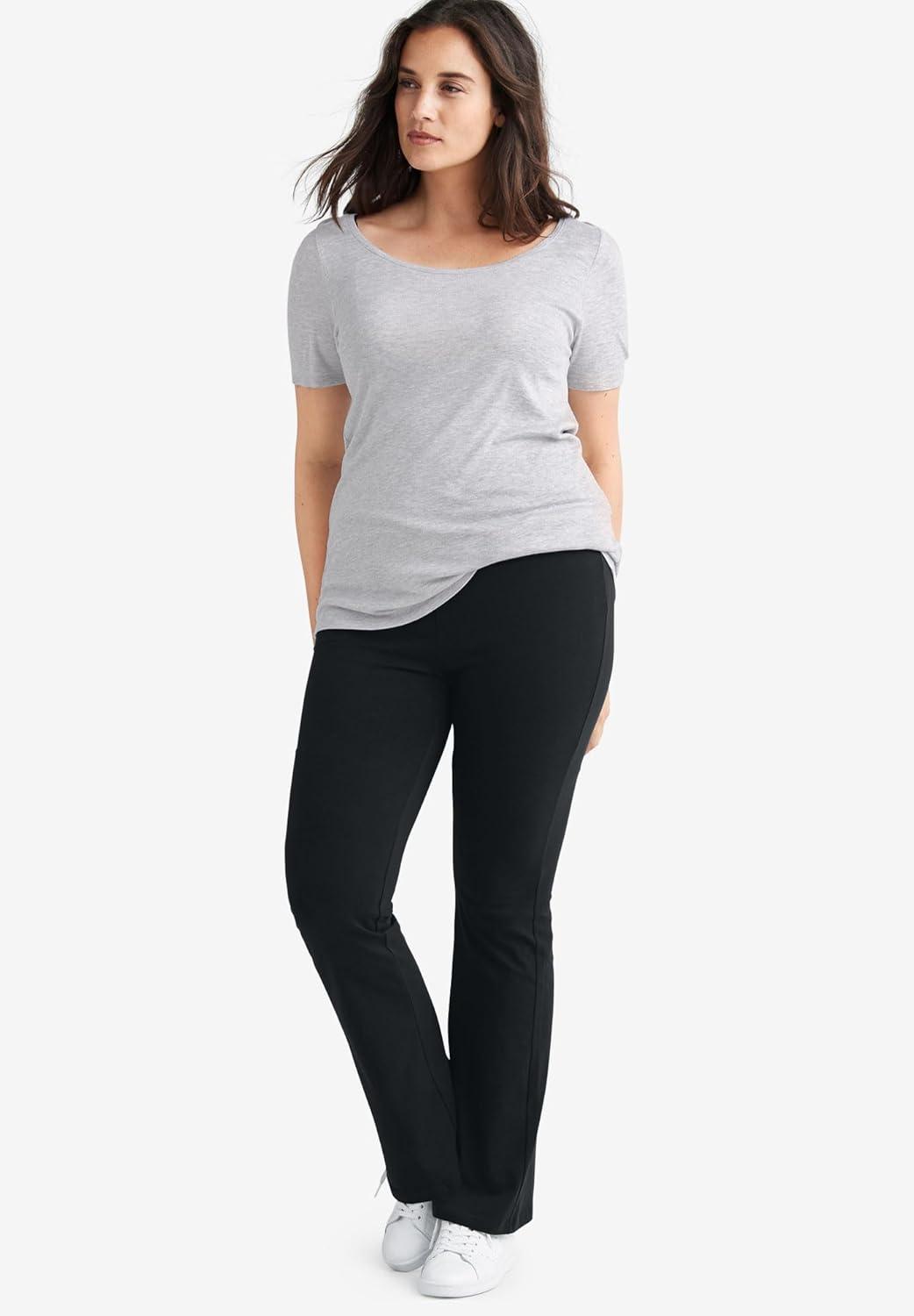 image:imageellos Plus Size Cotton Spandex Bootcut LeggingsBlack