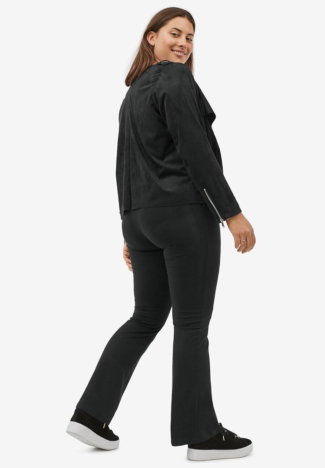 image:imageellos Plus Size Cotton Spandex Bootcut LeggingsBlack