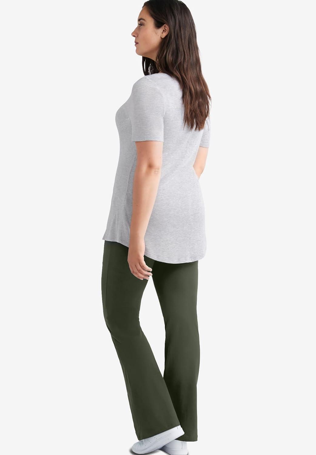 image:imageellos Plus Size Cotton Spandex Bootcut LeggingsDeep Olive