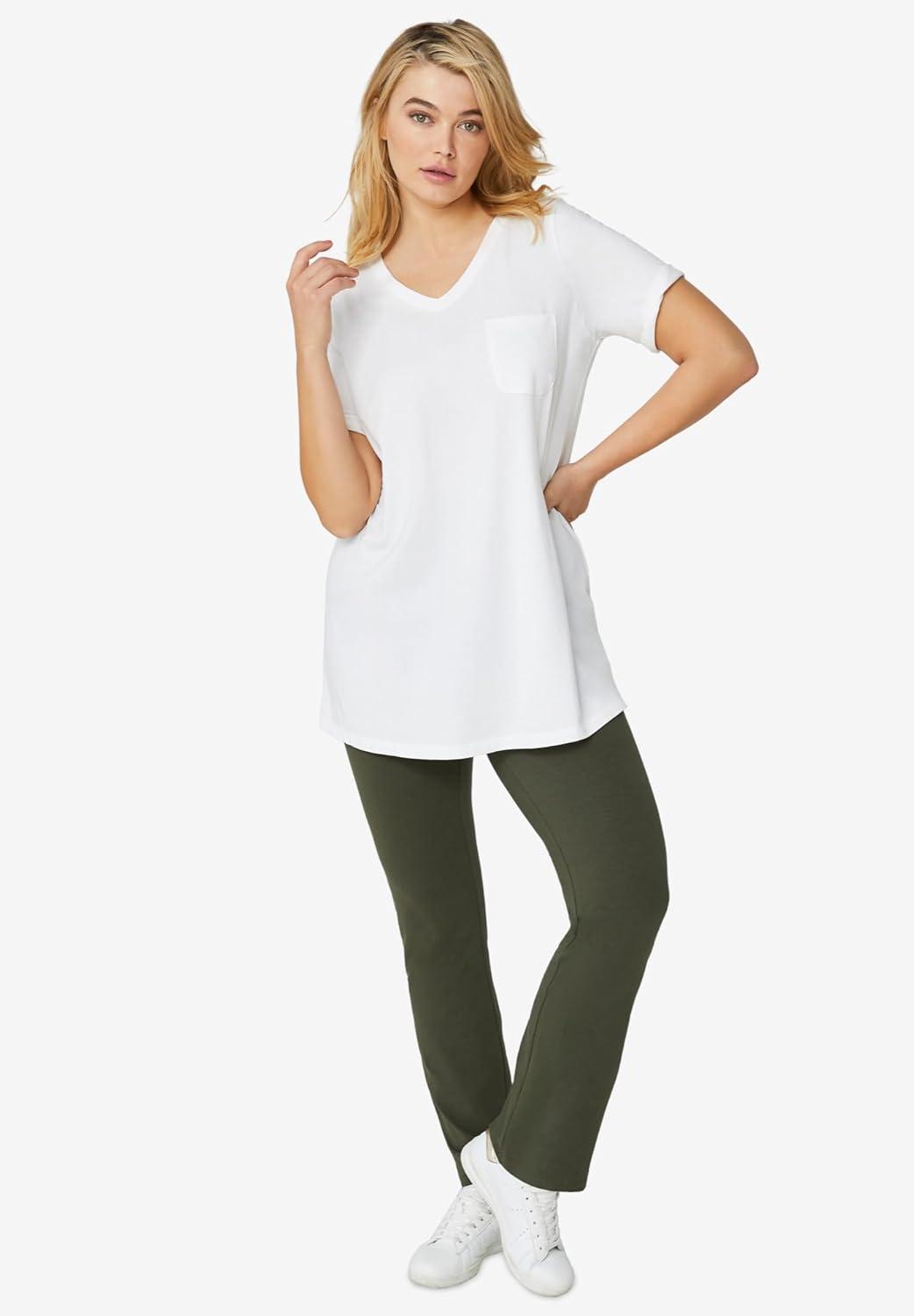 image:imageellos Plus Size Cotton Spandex Bootcut LeggingsHeather Grey