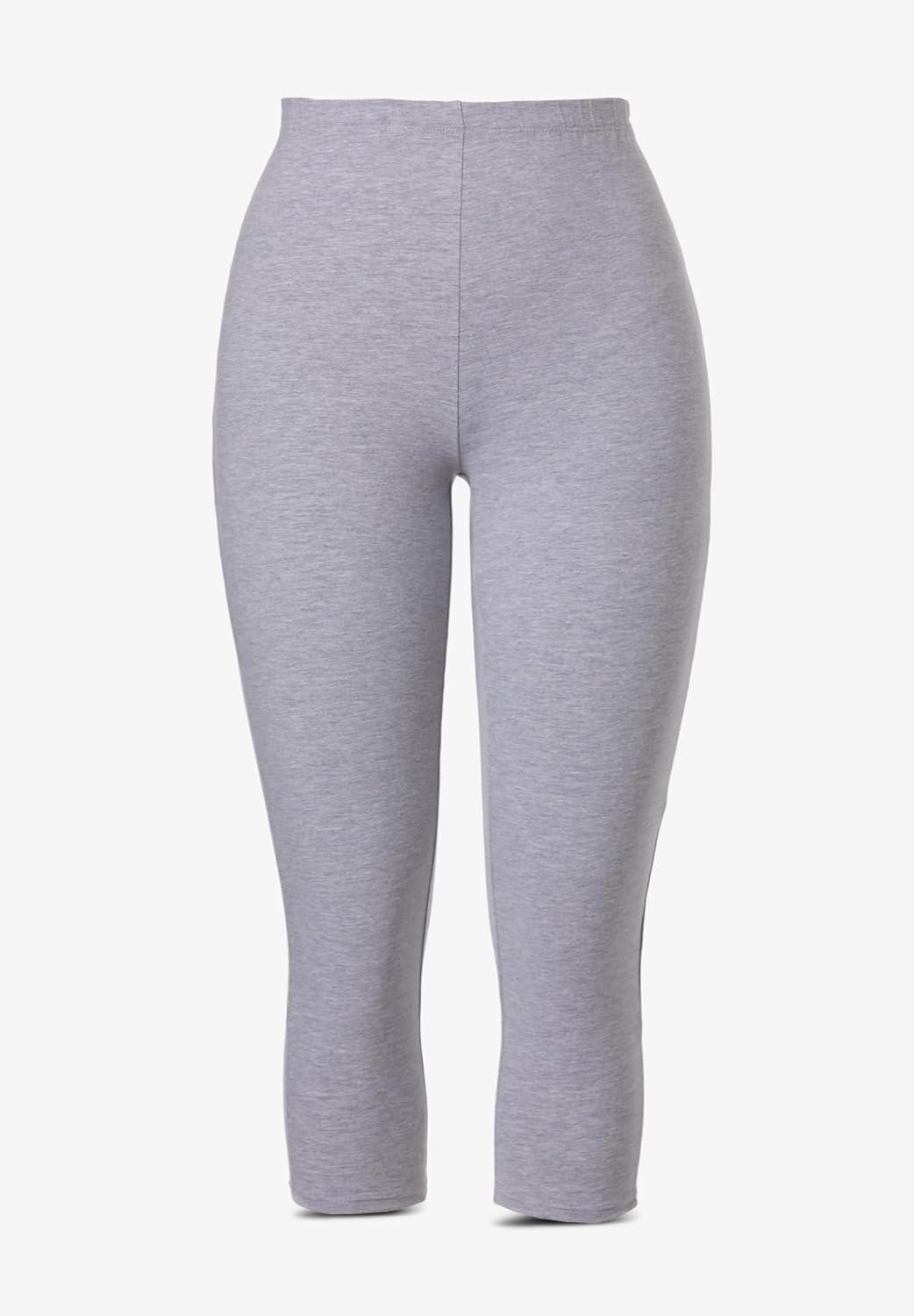 image:imageellos Plus Size Cotton Spandex Capri Length LeggingsBlack