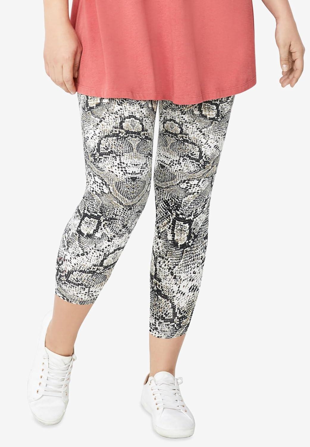 image:imageellos Plus Size Cotton Spandex Capri Length LeggingsBlack