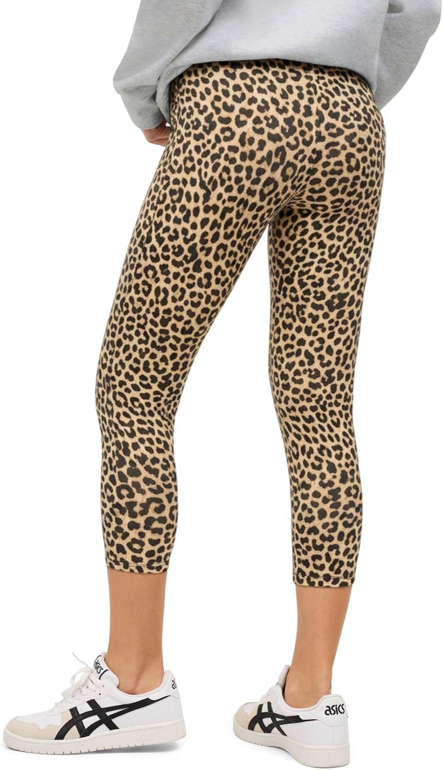 image:imageellos Plus Size Cotton Spandex Capri Length LeggingsClassic Leopard