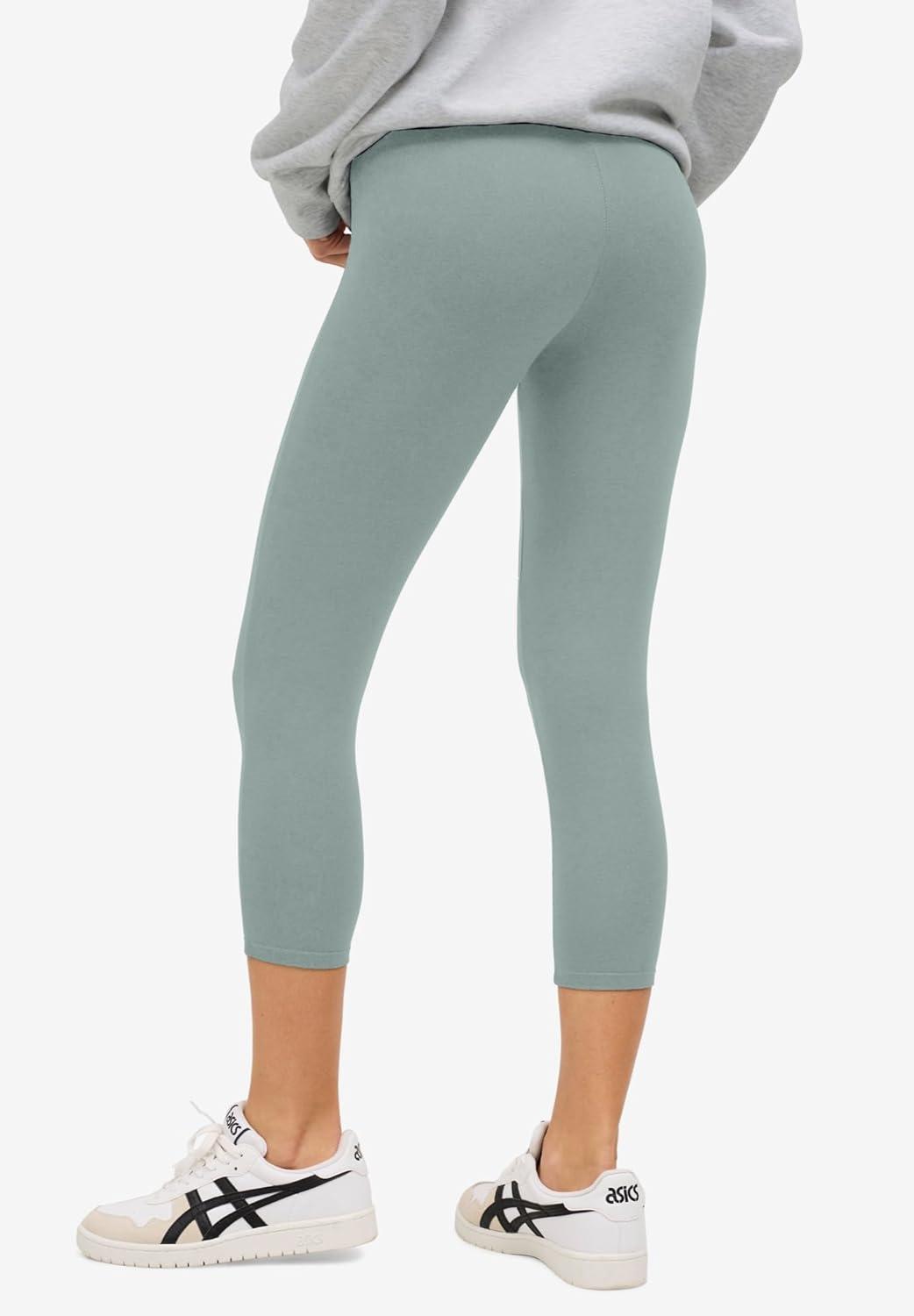 image:imageellos Plus Size Cotton Spandex Capri Length LeggingsGrey Spruce