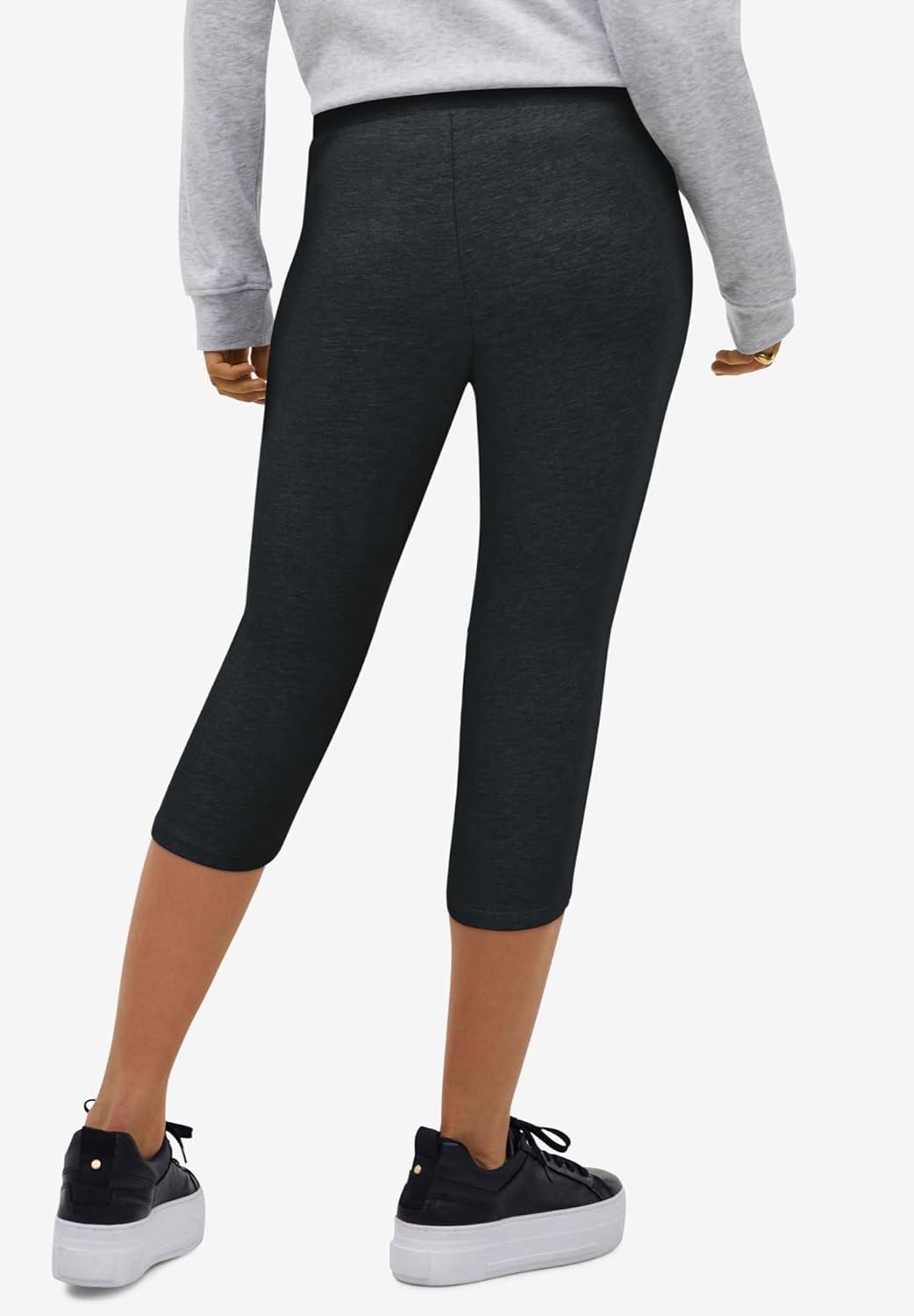 image:imageellos Plus Size Cotton Spandex Capri Length LeggingsHeather Charcoal