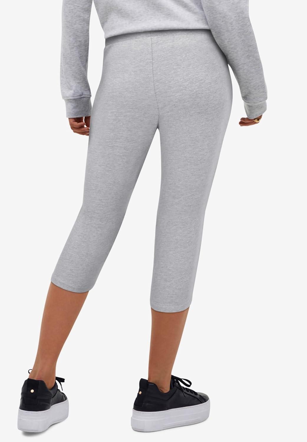 image:imageellos Plus Size Cotton Spandex Capri Length LeggingsHeather Grey