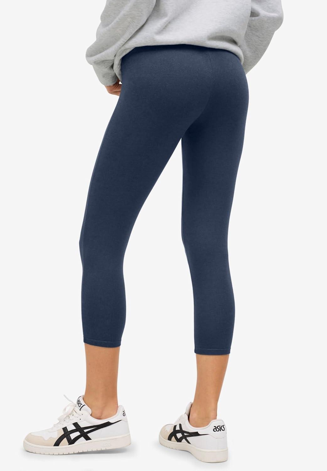 image:imageellos Plus Size Cotton Spandex Capri Length LeggingsNavy