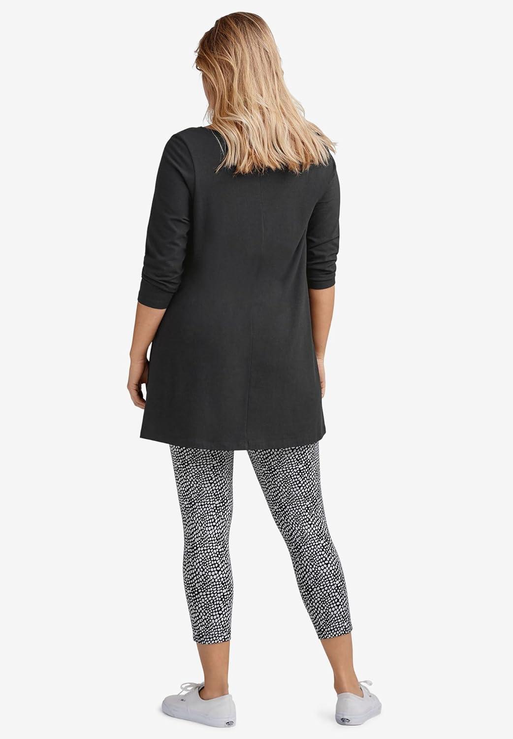 image:imageellos Plus Size Cotton Spandex Capri Length LeggingsNavy