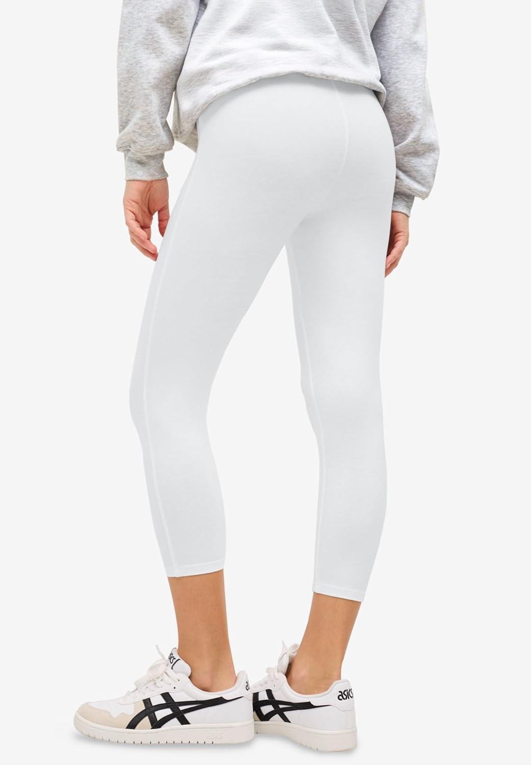 image:imageellos Plus Size Cotton Spandex Capri Length LeggingsWhite