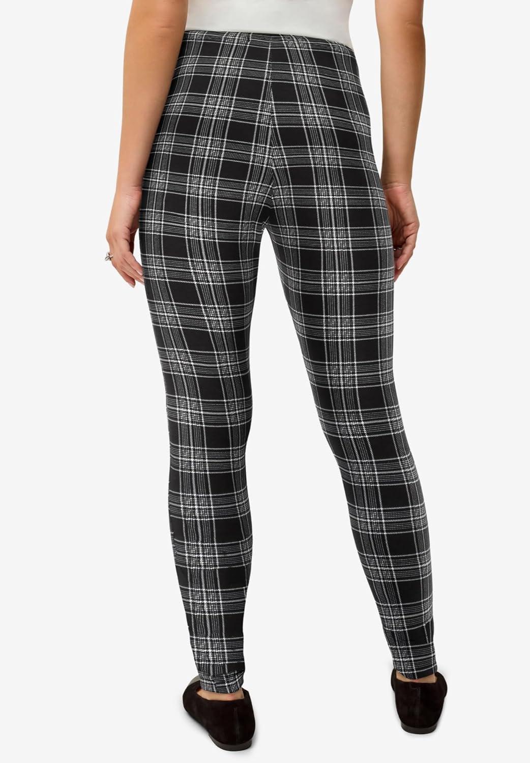 image:imageellos Plus Size Cotton Spandex Full Length LeggingsPlaid