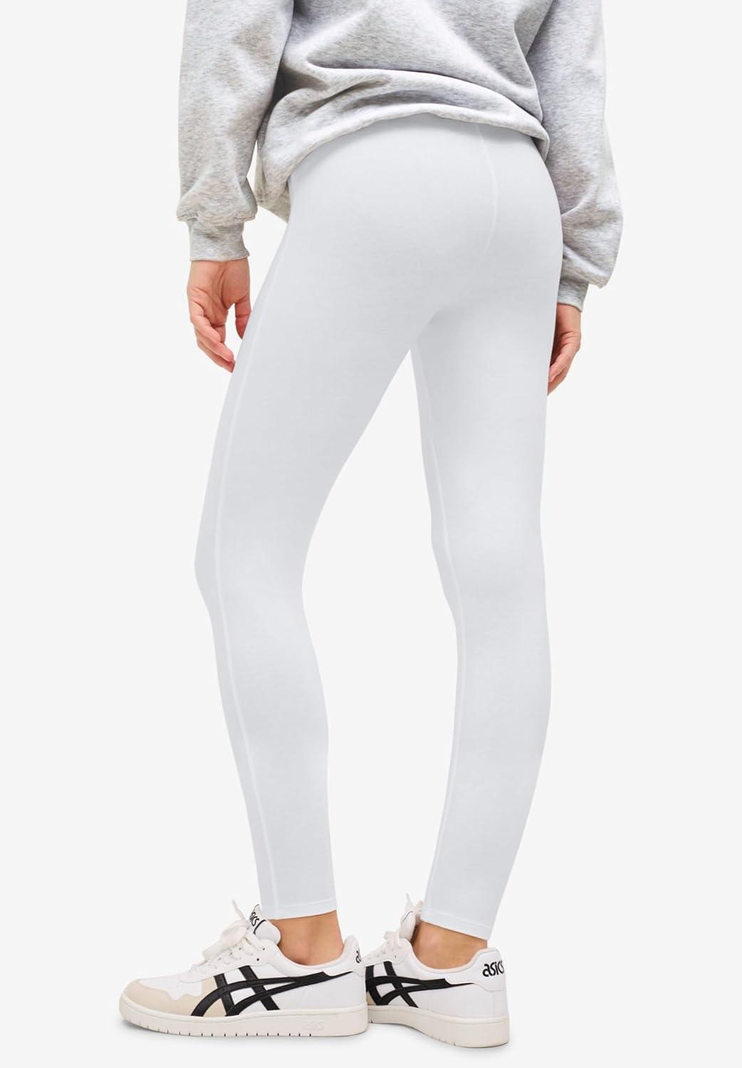 image:imageellos Plus Size Cotton Spandex Full Length LeggingsWhite