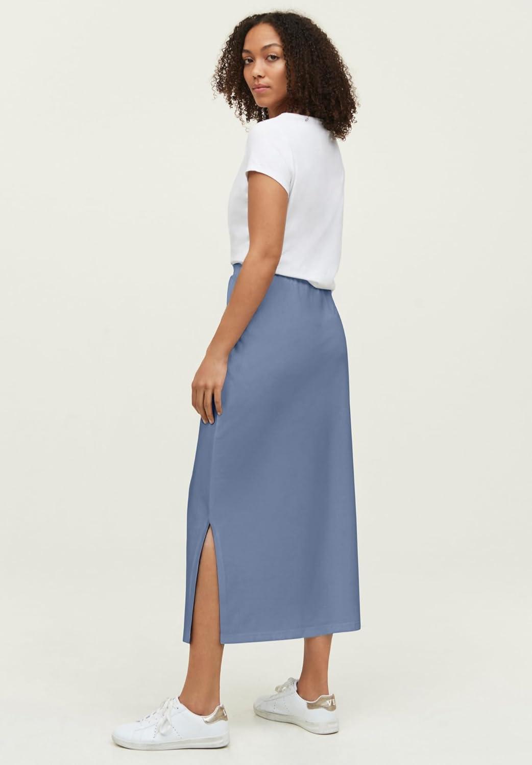 image:imageellos Plus Size Cotton Spandex Pull On A Line Maxi SkirtPale Indigo