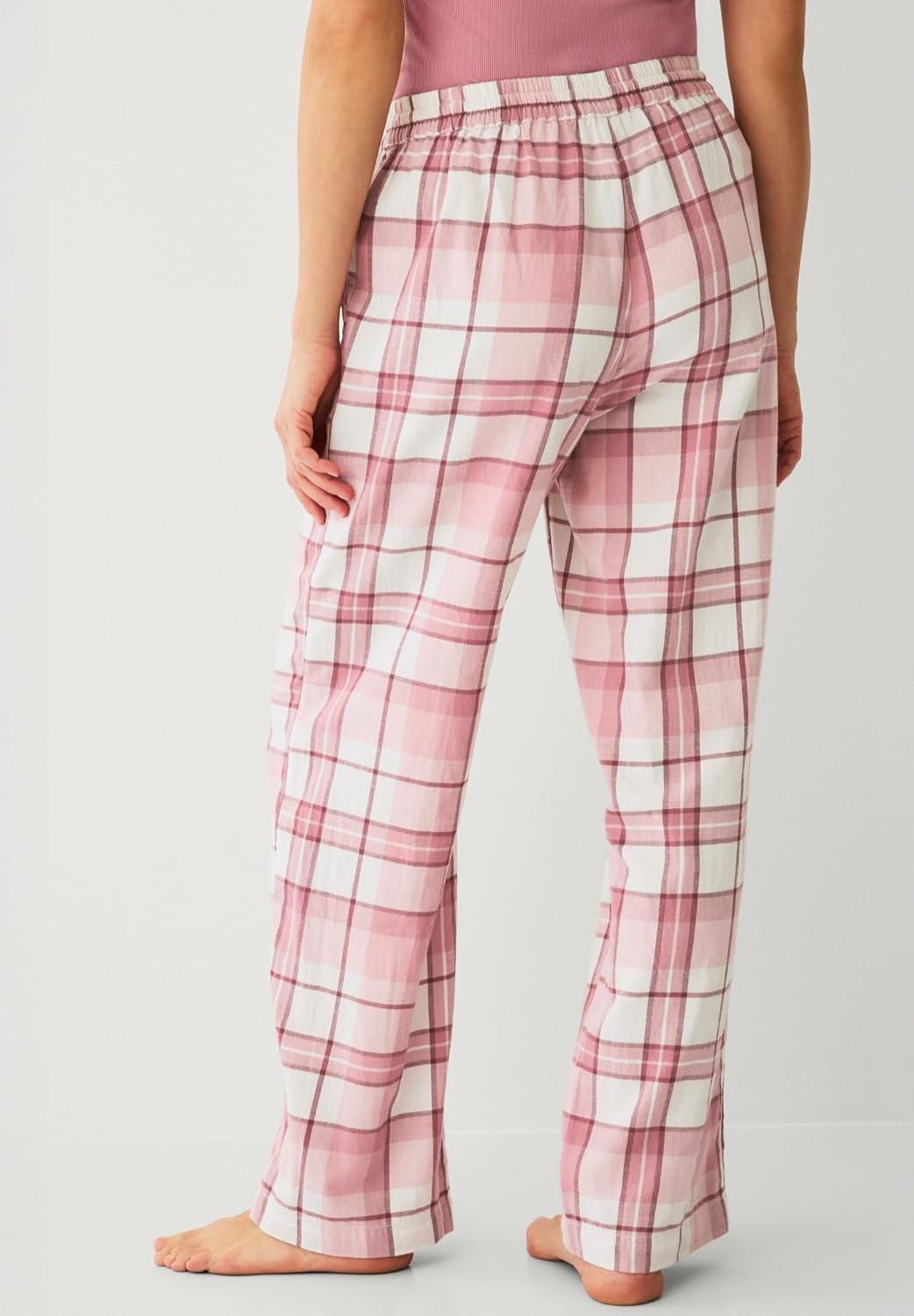 image:imageellos Plus Size Flannel Sleep Pant With Drawstring WaistDelicate Pink Plaid