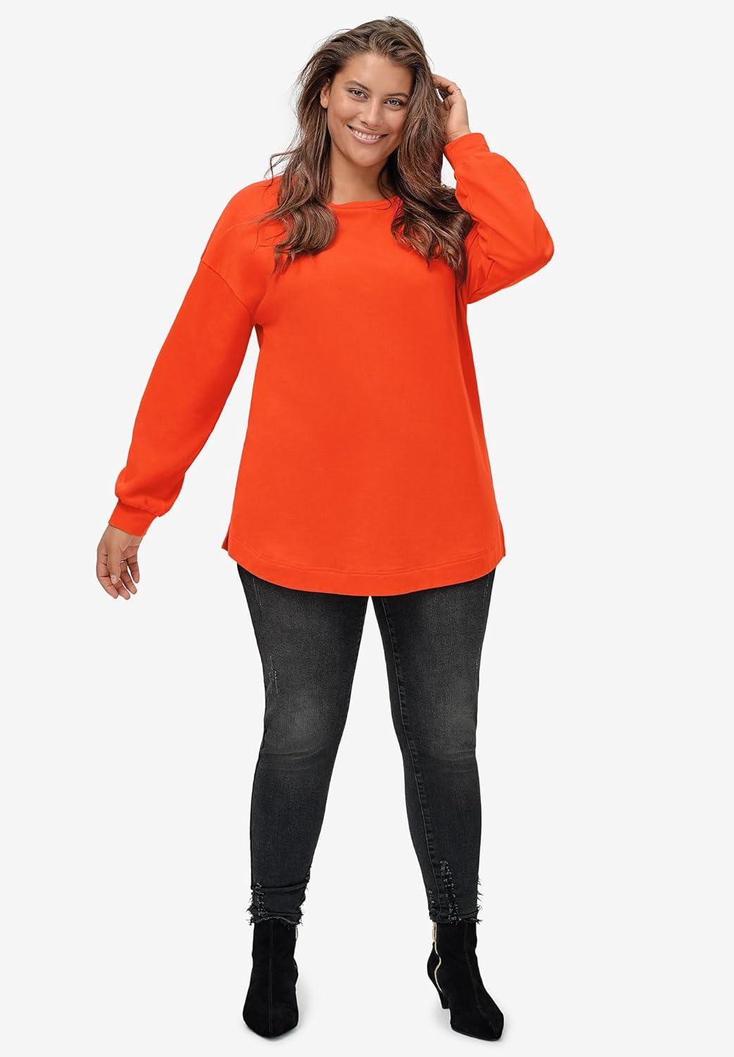 image:imageellos Plus Size French Terry Blouson Sleeve Sweatshirt TunicViolet Plum