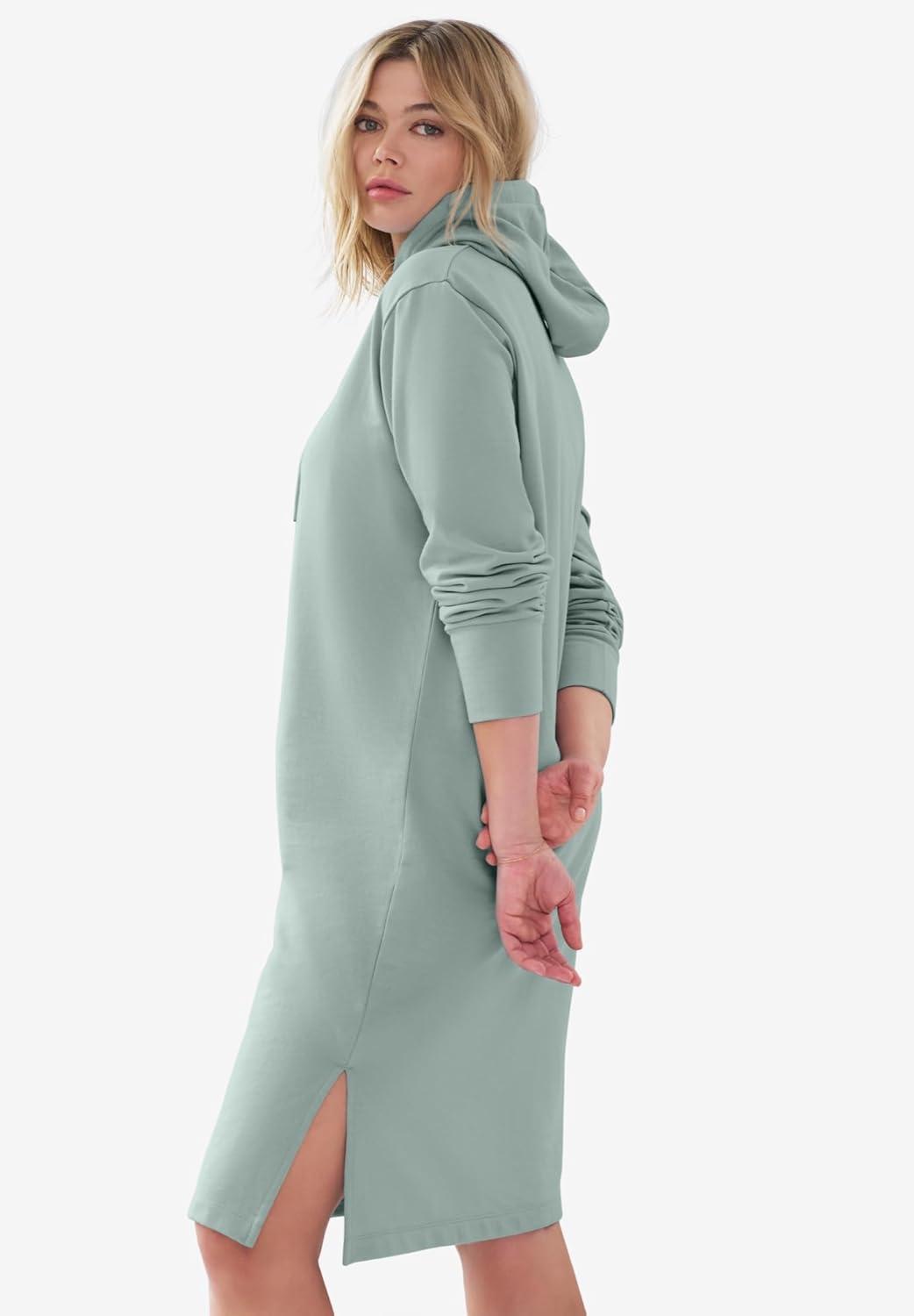 image:imageellos Plus Size French Terry Hooded Sweatshirt DressGrey Spruce