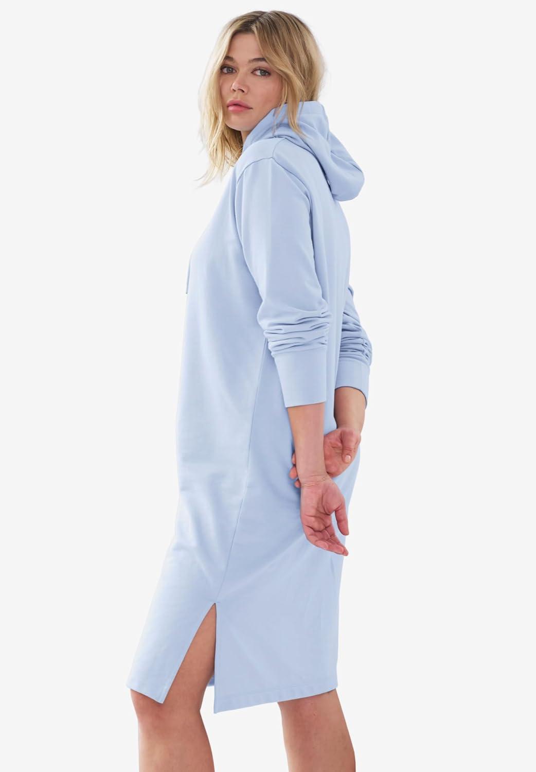 image:imageellos Plus Size French Terry Hooded Sweatshirt DressPeriwinkle Mist