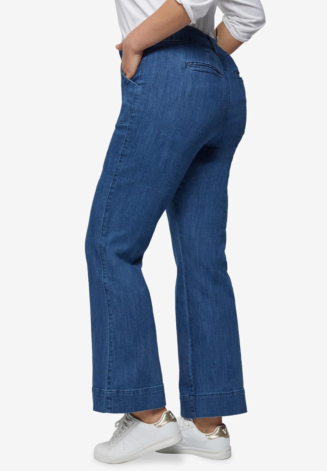 image:imageellos Plus Size HighWaist WideLeg Stretch JeansDark Stonewash