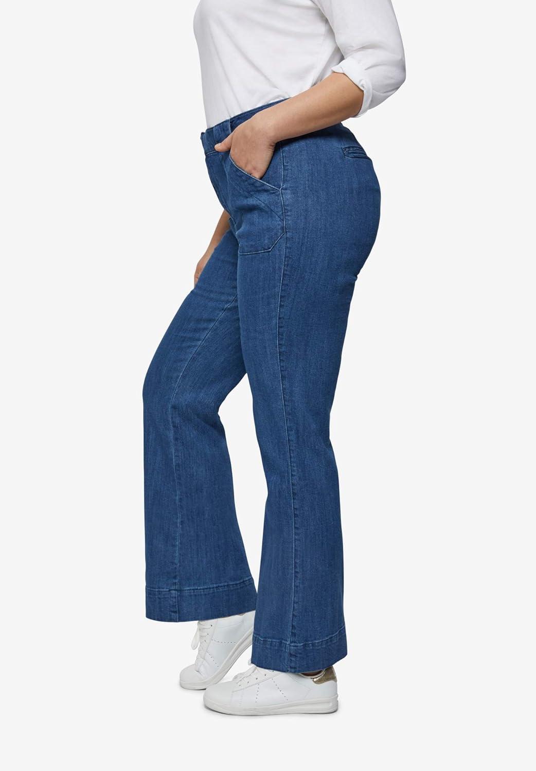 image:imageellos Plus Size HighWaist WideLeg Stretch JeansDark Stonewash